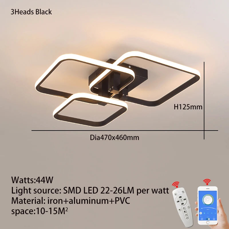 Moderne LED Deckenleuchter Schwarz/Weiß - Dimmbare Wohnzimmer Lampe mit 3-6 Armen
