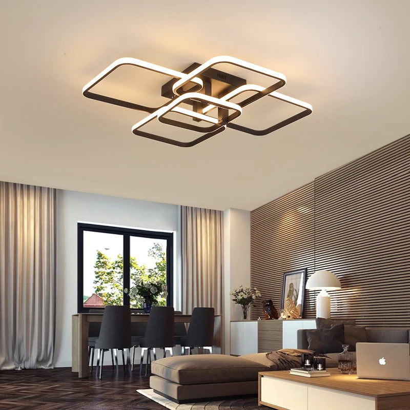 Moderne LED Deckenleuchter Schwarz/Weiß - Dimmbare Wohnzimmer Lampe mit 3-6 Armen