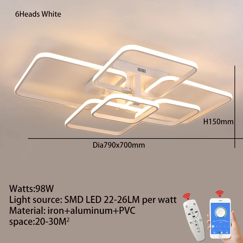 Moderne LED Deckenleuchter Schwarz/Weiß - Dimmbare Wohnzimmer Lampe mit 3-6 Armen