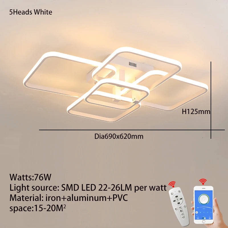 Moderne LED Deckenleuchter Schwarz/Weiß - Dimmbare Wohnzimmer Lampe mit 3-6 Armen