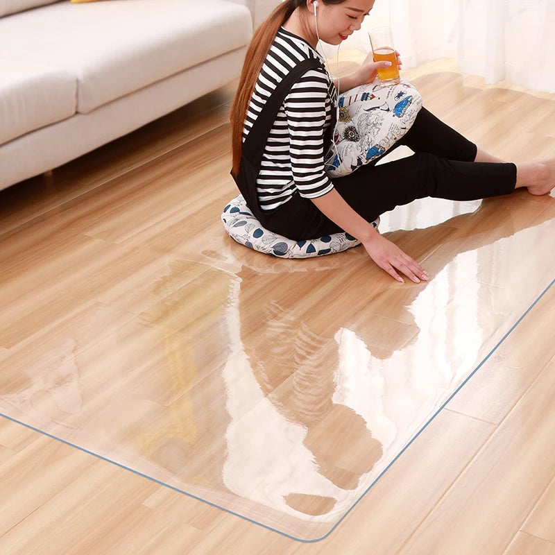 PVC Transparente Wasserdichte Bodenschutzmatte - Rutschfeste Unterlage für Holzböden und Teppiche