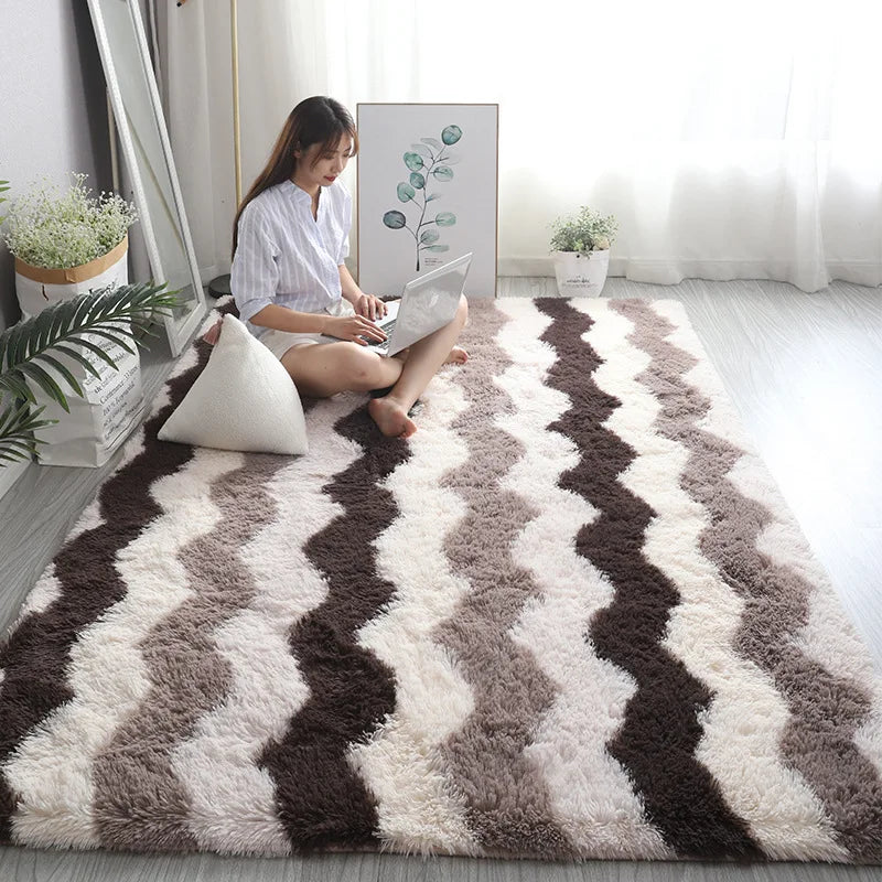 Weißer Flauschiger Teppich - Moderner Hochflor Teppich für Wohnzimmer, Schlafzimmer und Kinderzimmer