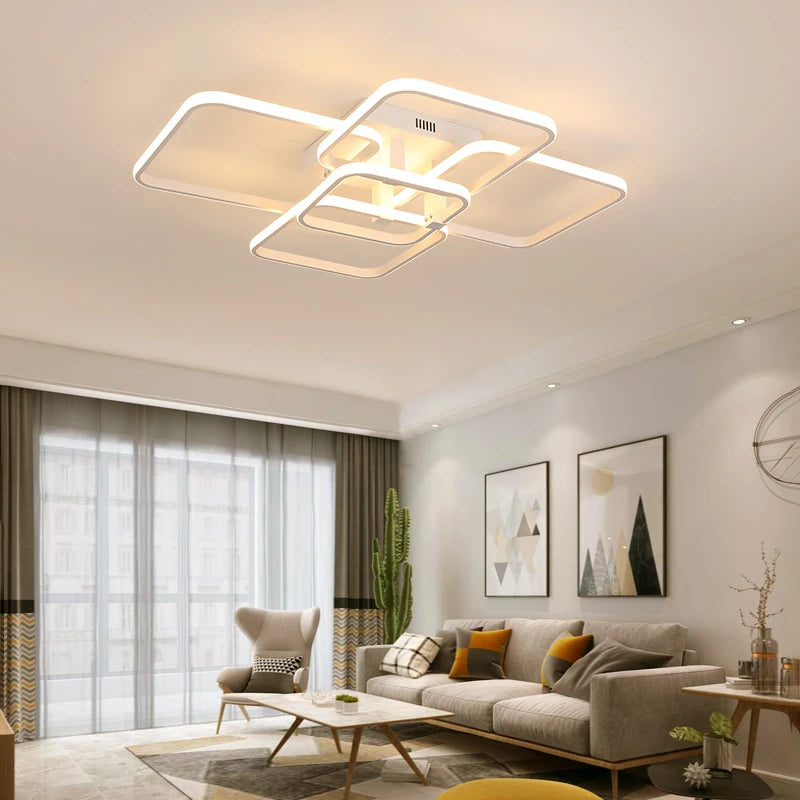 Moderne LED Deckenleuchter Schwarz/Weiß - Dimmbare Wohnzimmer Lampe mit 3-6 Armen