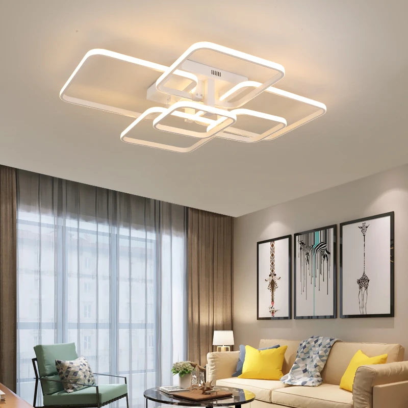 Moderne LED Deckenleuchter Schwarz/Weiß - Dimmbare Wohnzimmer Lampe mit 3-6 Armen