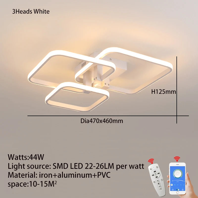 Moderne LED Deckenleuchter Schwarz/Weiß - Dimmbare Wohnzimmer Lampe mit 3-6 Armen