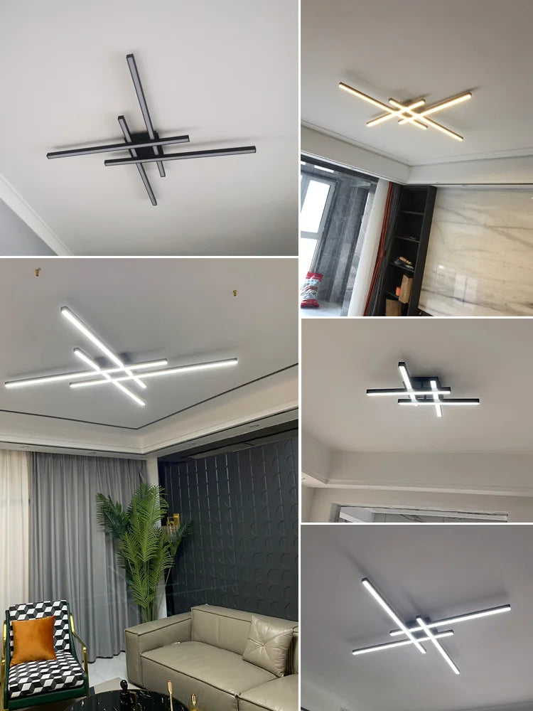 Schwarzer Quadratischer Kronleuchter Schlafzimmer Lampe