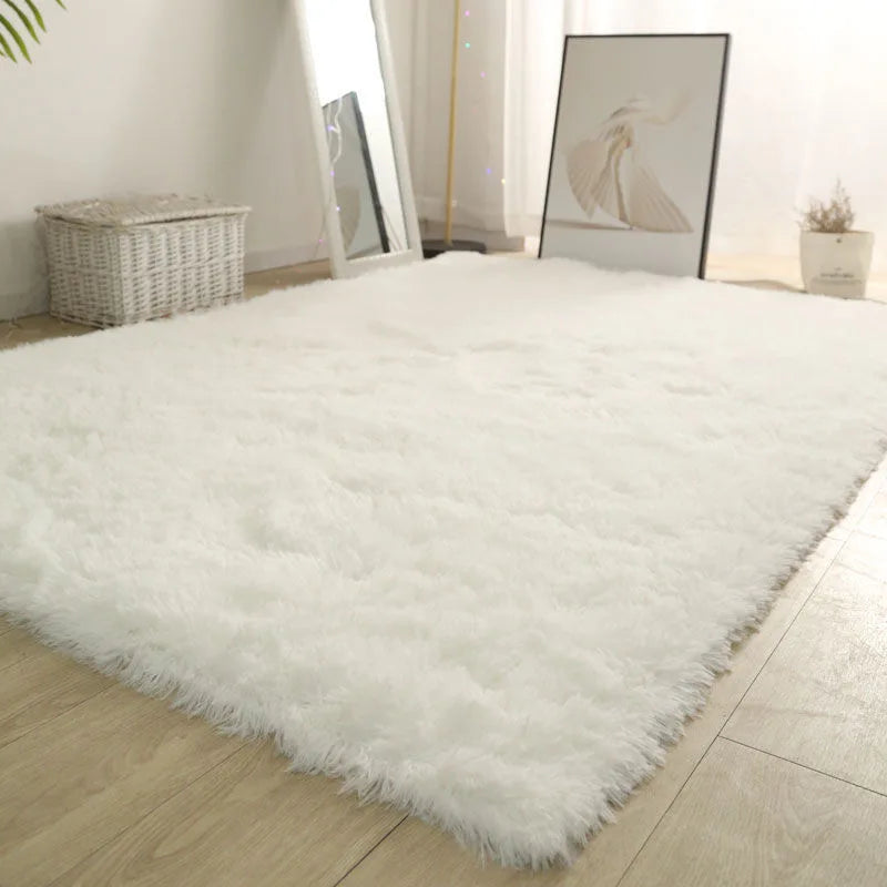 Weißer Flauschiger Teppich - Moderner Hochflor Teppich für Wohnzimmer, Schlafzimmer und Kinderzimmer