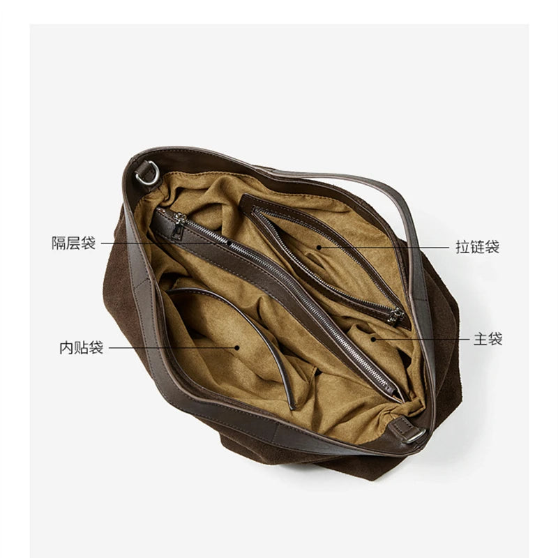 Burminsa Wildleder Echtleder Hobo Handtasche