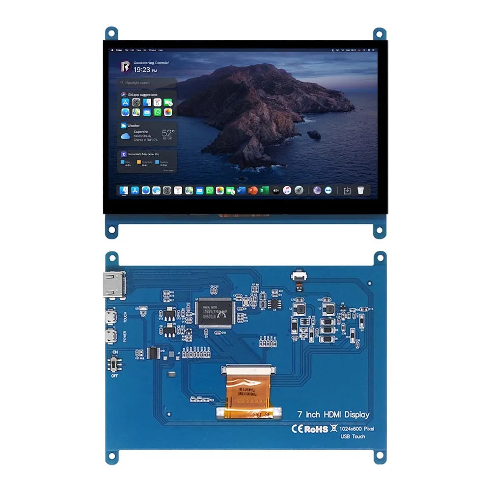 7 Zoll Raspberry Pi Monitor 1024x600 IPS Touchscreen Display für Pi 4/3/2/B/B+/A+