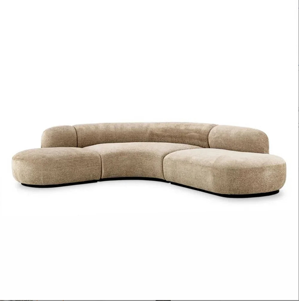 Beiges Minimalistisches Samt Geschwungenes Sofa-Set