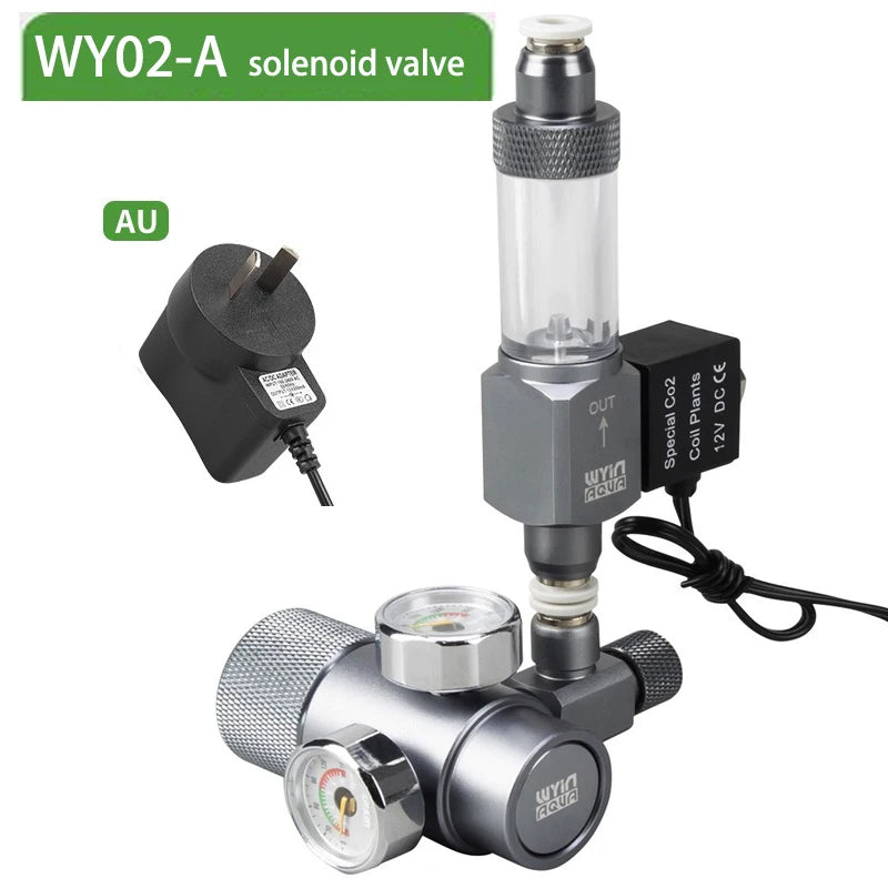 Aquarium DIY CO2 Pressure Reducing Valve Quick Insertion Bubble Gauge Electromagnetic Valve Fish Tank CO2 Regulator Equipment
