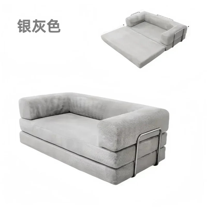 Elegant Italian Compressed Sofa Minimalist Retro Corduroy Sofa Bed Foldable Washable Customizable For Living Room