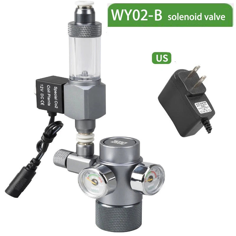 Aquarium DIY CO2 Pressure Reducing Valve Quick Insertion Bubble Gauge Electromagnetic Valve Fish Tank CO2 Regulator Equipment