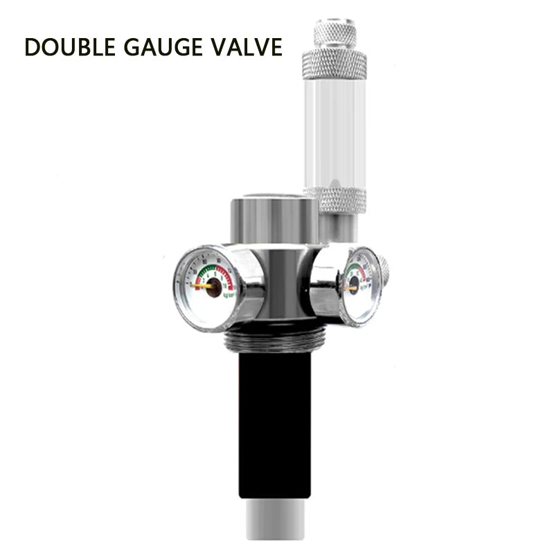 ZRDR Aquarium CO2 Generator Stainless Steel Double Gauge Valve Internal Thread Steel Cylinder Valve Fish Tank CO2 Accessories