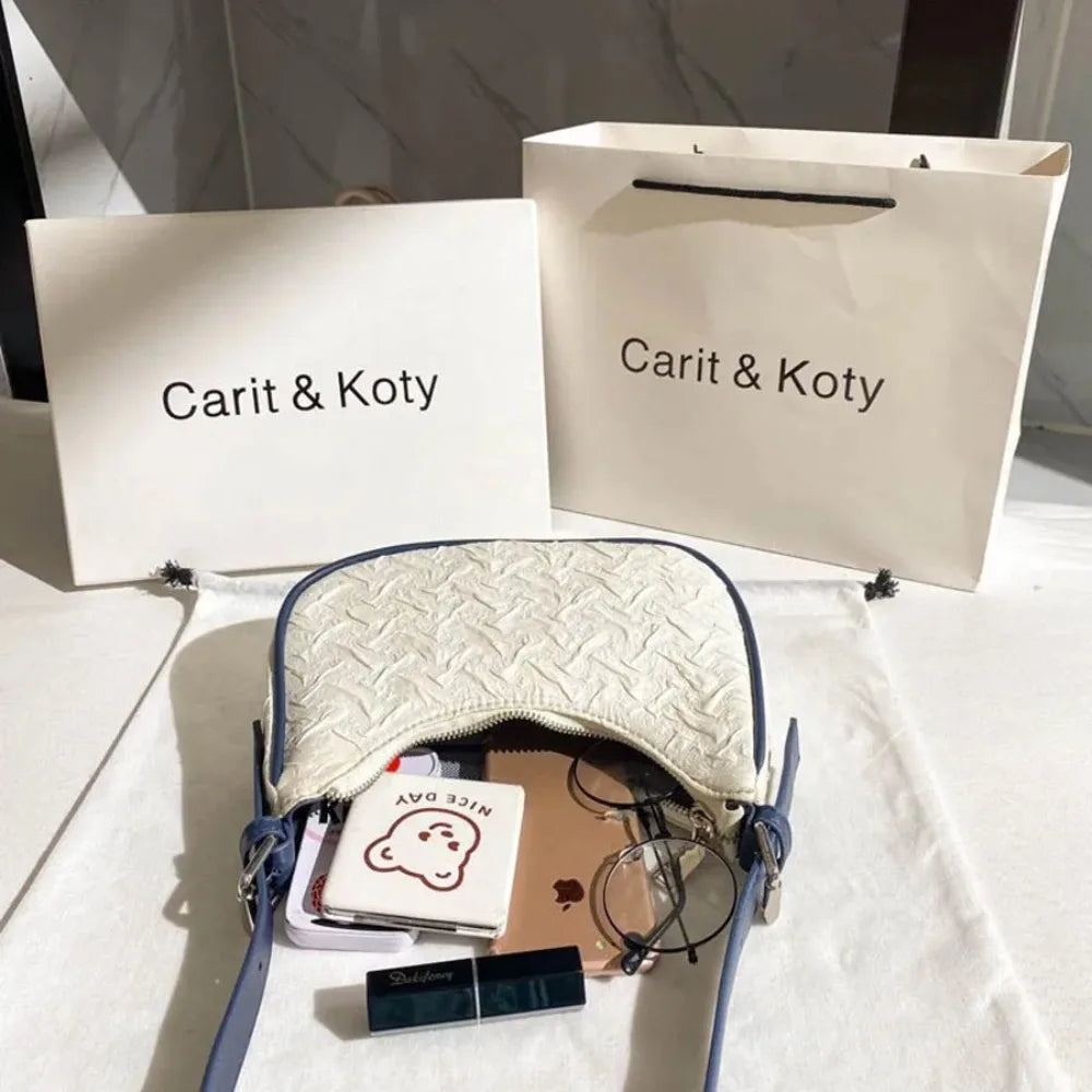 Designer Plissee Tasche - Trendige Halbmond Schultertasche für Damen