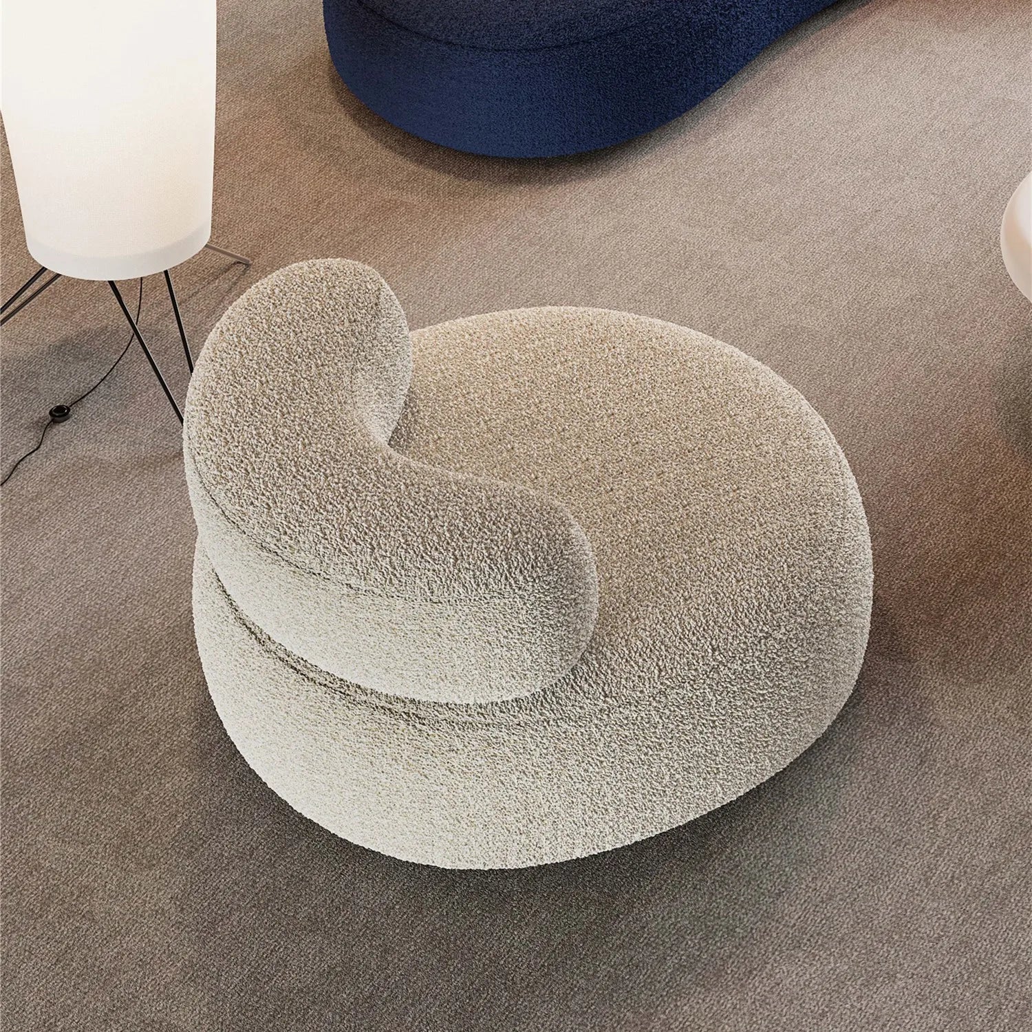 Beiges Minimalistisches Samt Geschwungenes Sofa-Set