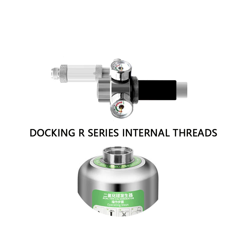 ZRDR Aquarium CO2 Generator Stainless Steel Double Gauge Valve Internal Thread Steel Cylinder Valve Fish Tank CO2 Accessories