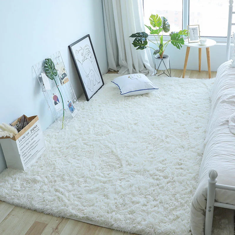 Weißer Flauschiger Teppich - Moderner Hochflor Teppich für Wohnzimmer, Schlafzimmer und Kinderzimmer