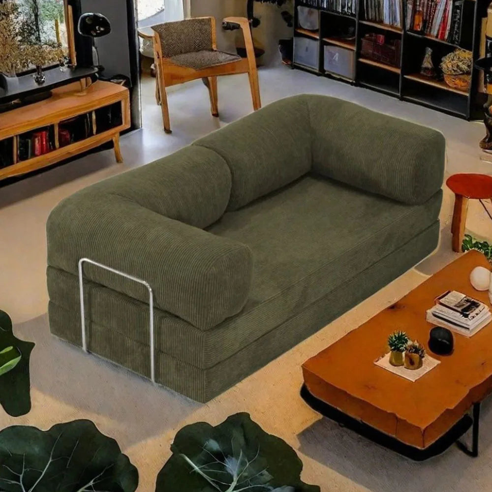 150cm Modern Style Air Compression Fabric Flannel Deformable Modular Couch for Living Room Sectional Composable Teddy Sofa Bed