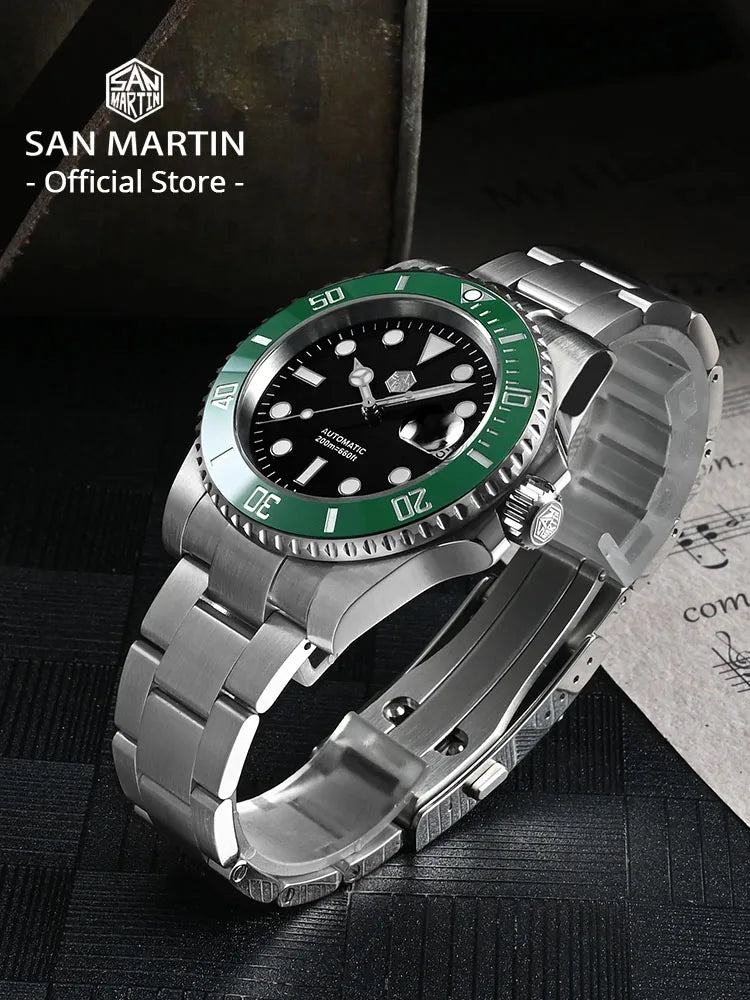 San Martin Taucheruhr 40mm - Automatik Mechanische Herrenuhr, Saphirglas, 200m Wasserdicht