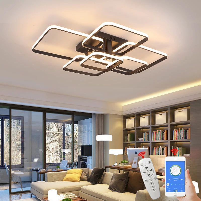 Moderne LED Deckenleuchter Schwarz/Weiß - Dimmbare Wohnzimmer Lampe mit 3-6 Armen