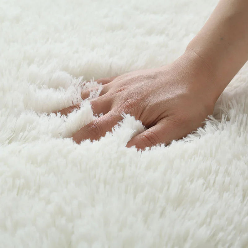 Weißer Flauschiger Teppich - Moderner Hochflor Teppich für Wohnzimmer, Schlafzimmer und Kinderzimmer
