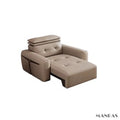 Genuine Leather Electric Convertible Sofa Bed with Adjustable Headrest, Multifunctional Folding Sofa Beds for Cinema Living Room