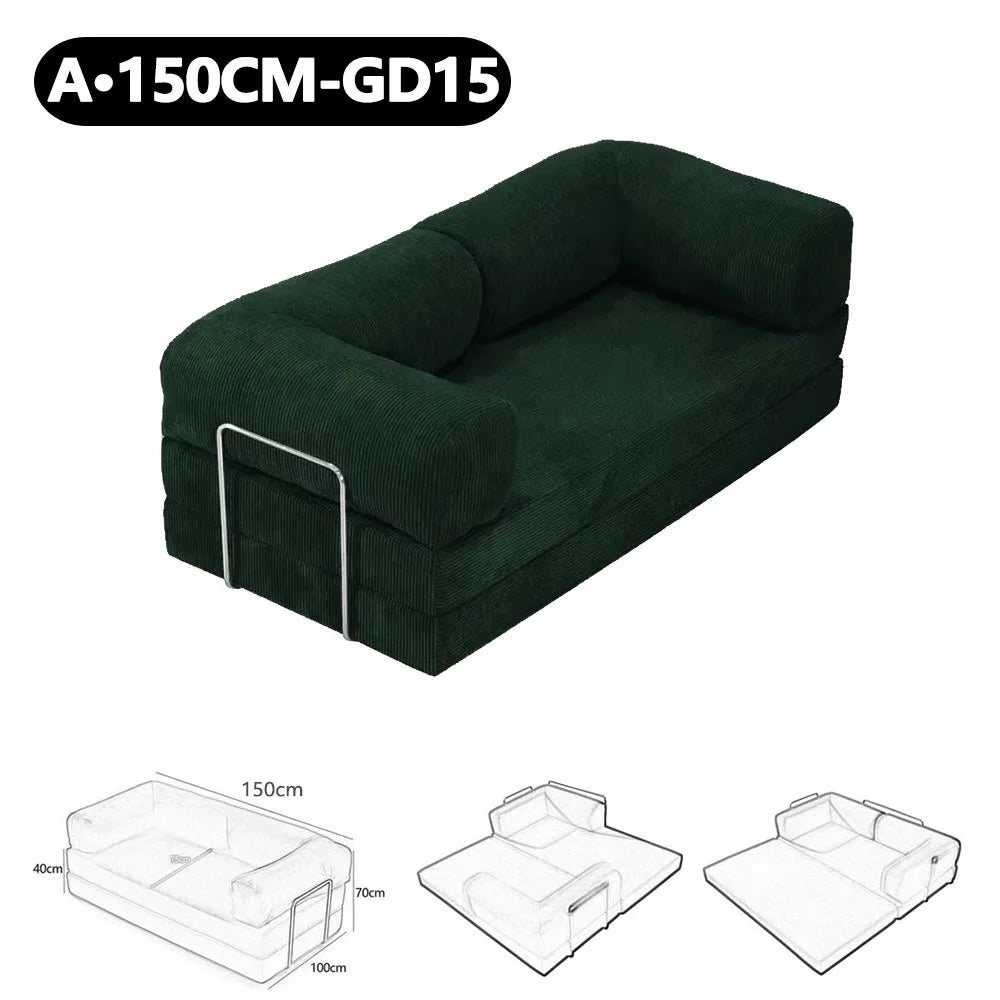 150cm Modern Style Air Compression Fabric Flannel Deformable Modular Couch for Living Room Sectional Composable Teddy Sofa Bed