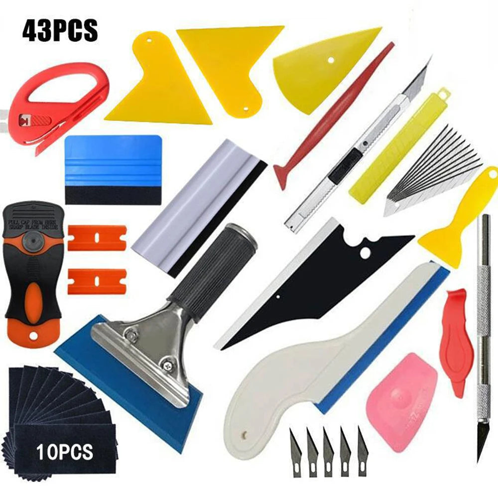 Profi Car-Wrap Werkzeug-Kit - Vinyl-Folierungs-Set mit Rakel, Spachtel & Cutter