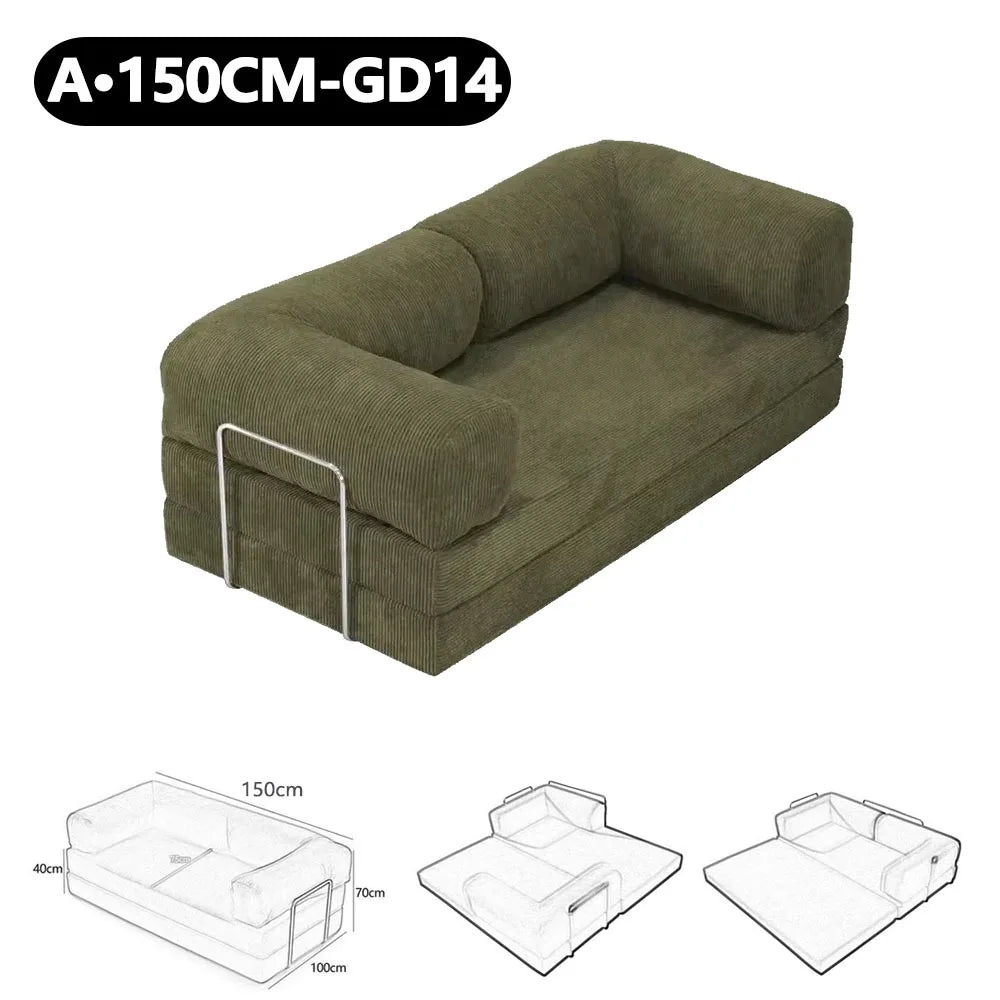 150cm Modern Style Air Compression Fabric Flannel Deformable Modular Couch for Living Room Sectional Composable Teddy Sofa Bed