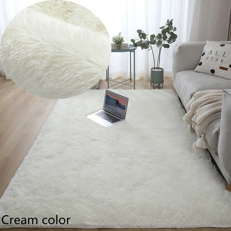 Weißer Flauschiger Teppich - Moderner Hochflor Teppich für Wohnzimmer, Schlafzimmer und Kinderzimmer