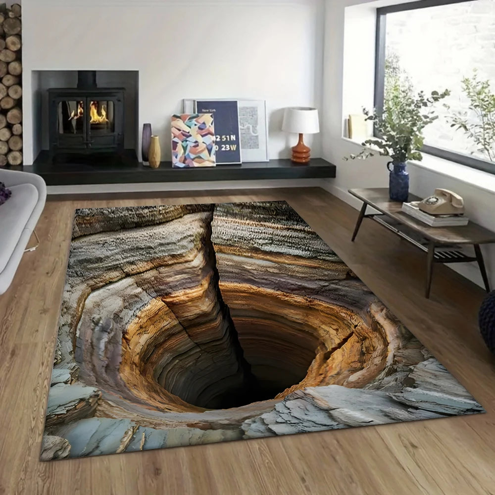 3D Loch Illusions-Teppich, Realistischer Höhlen Bodenteppich