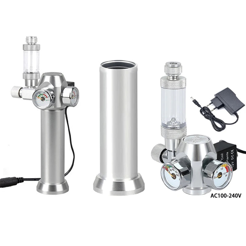 Aquarium CO2 Regulator Solenoid Valve Bubble Counter Small Gas Bottle 3-8UNF With sleeve Fish Tank CO2 Pressure Reducing Valve