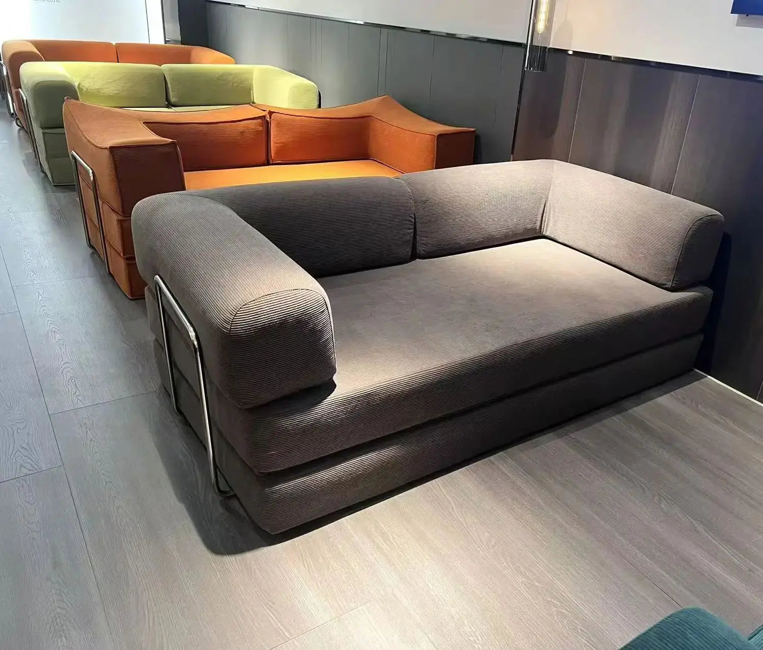 150cm Modern Style Air Compression Fabric Flannel Deformable Modular Couch for Living Room Sectional Composable Teddy Sofa Bed