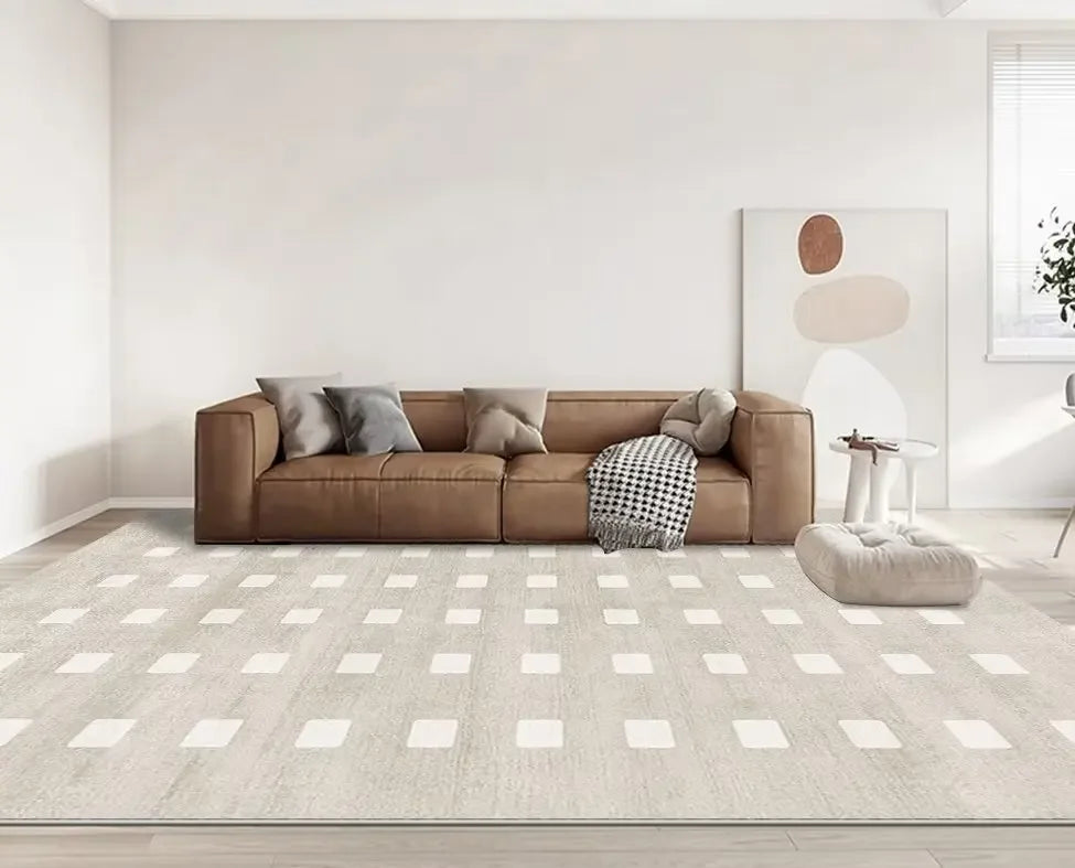 Beige Wohnzimmer Teppich - Moderner Sofa-Teppich rutschfest für Schlafzimmer