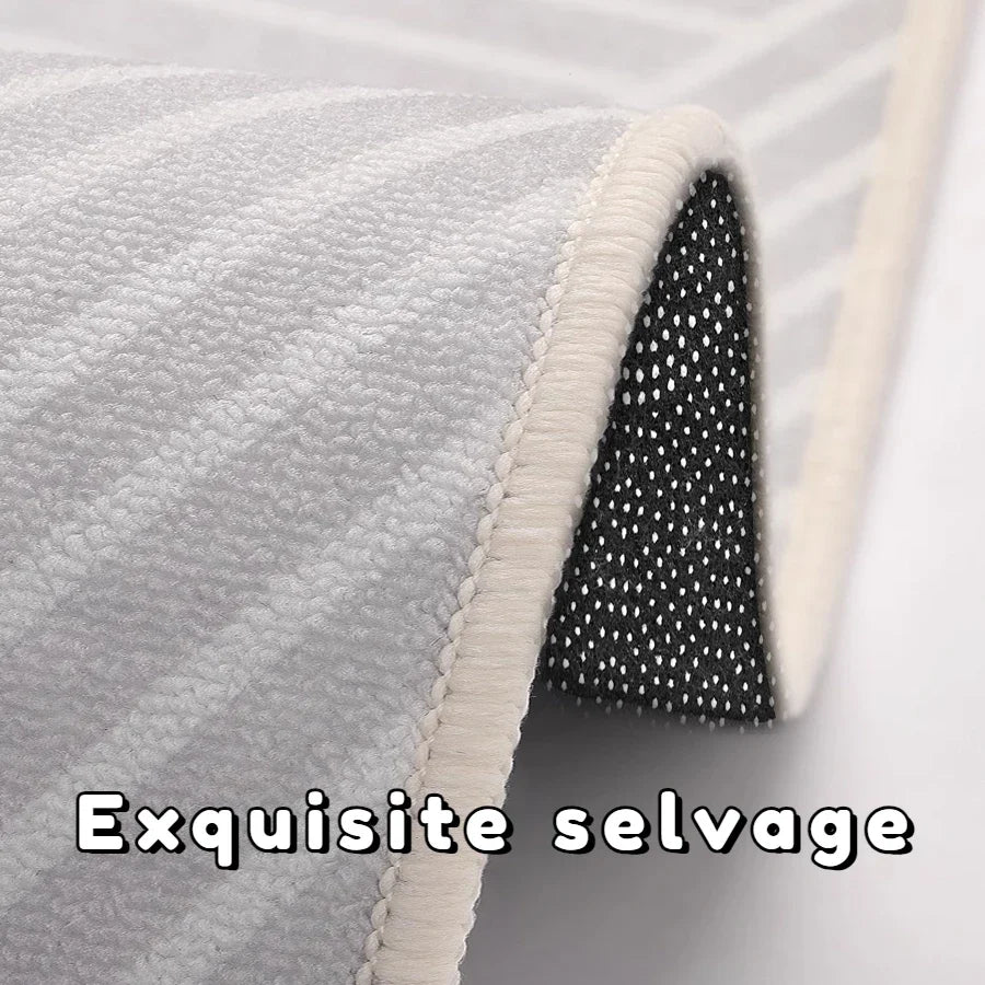 Beige Wohnzimmer Teppich - Moderner Sofa-Teppich rutschfest für Schlafzimmer