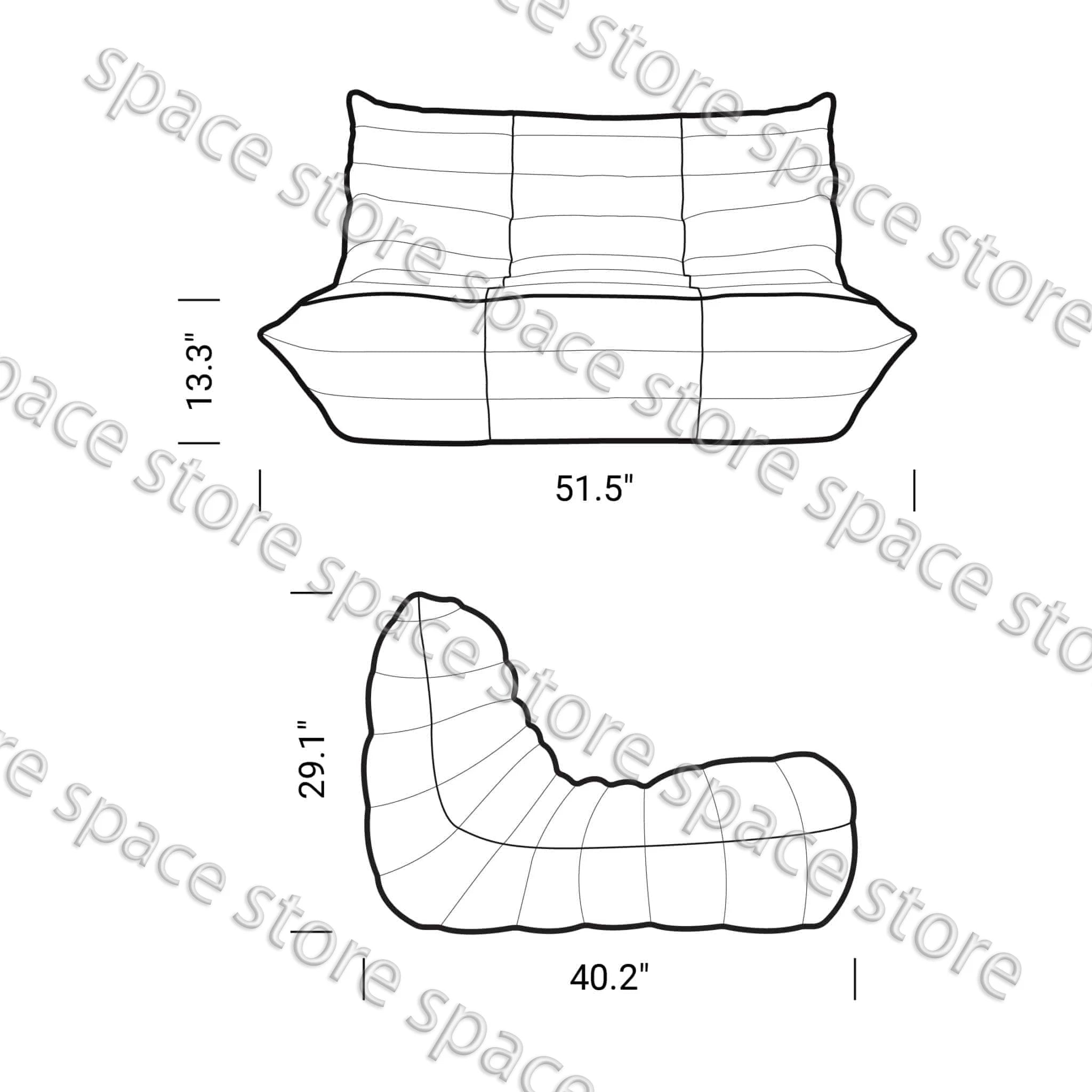 Caterpillar Lounge Sessel – Moderner Lazy Sofa für Balkon & Büro
