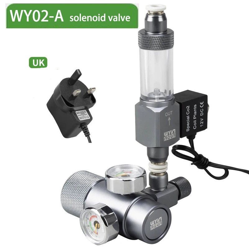 Aquarium DIY CO2 Pressure Reducing Valve Quick Insertion Bubble Gauge Electromagnetic Valve Fish Tank CO2 Regulator Equipment