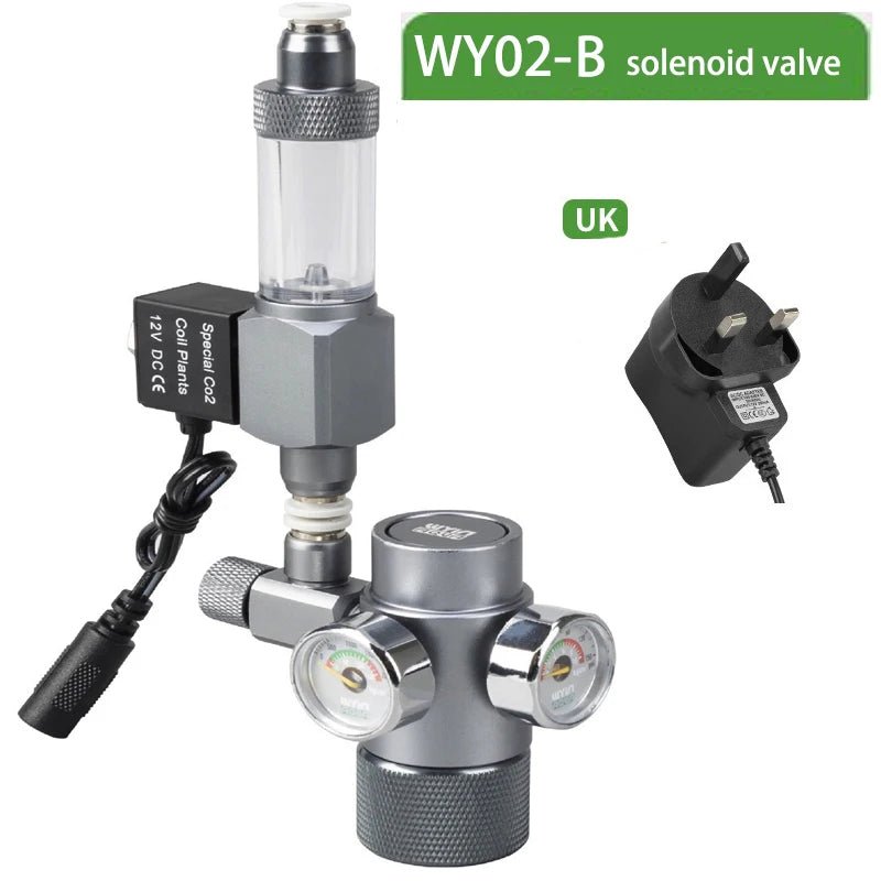 Aquarium DIY CO2 Pressure Reducing Valve Quick Insertion Bubble Gauge Electromagnetic Valve Fish Tank CO2 Regulator Equipment
