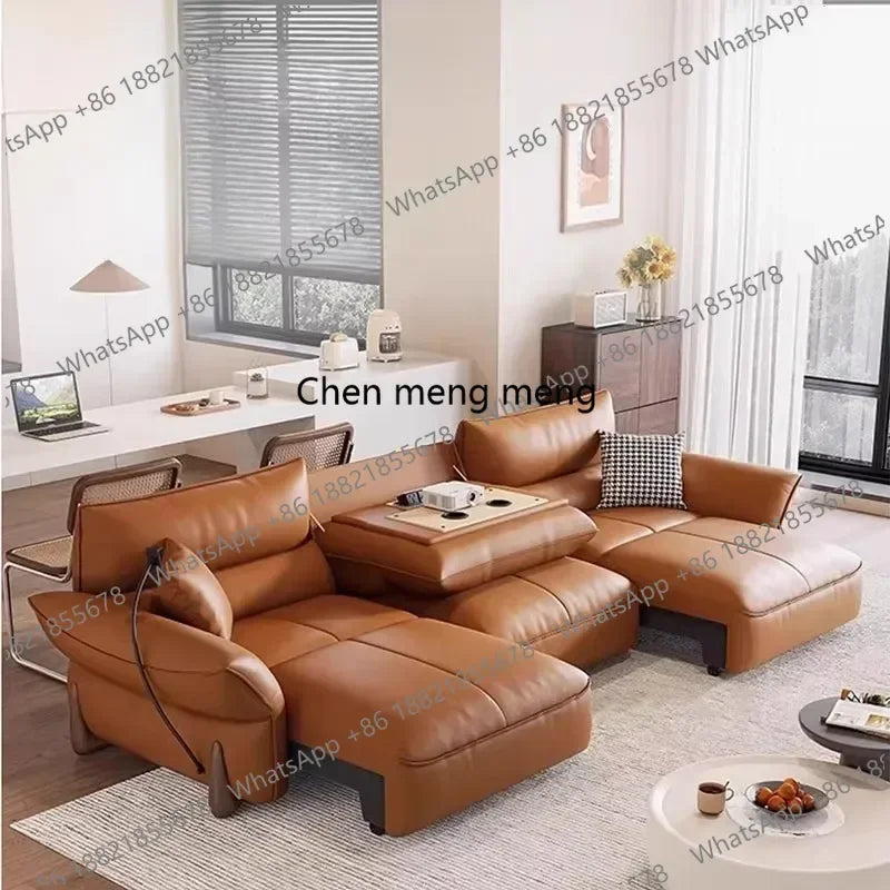 01A Service Genuine Leather Sofa Living Room Electric Reclining Italian Sofa Lounge Luxury Divano Nordic Divano Postmodern Furni