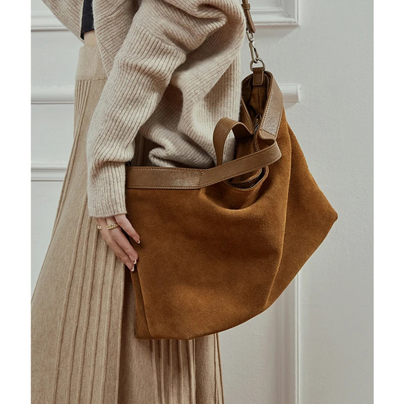 Wildleder Hobo Tasche – Elegante Schultertasche für Damen