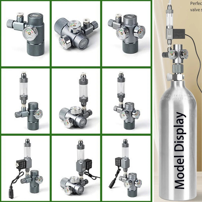 Aquarium DIY CO2 Pressure Reducing Valve Quick Insertion Bubble Gauge Electromagnetic Valve Fish Tank CO2 Regulator Equipment