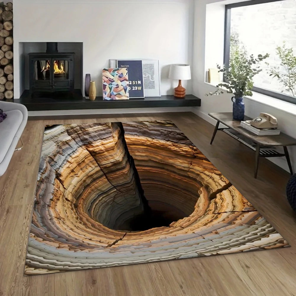 3D Loch Illusions-Teppich, Realistischer Höhlen Bodenteppich
