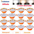 16er-Set AC 220V 3-Farben LED Downlight