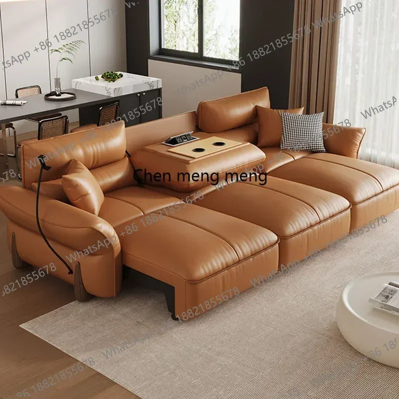 01A Service Genuine Leather Sofa Living Room Electric Reclining Italian Sofa Lounge Luxury Divano Nordic Divano Postmodern Furni