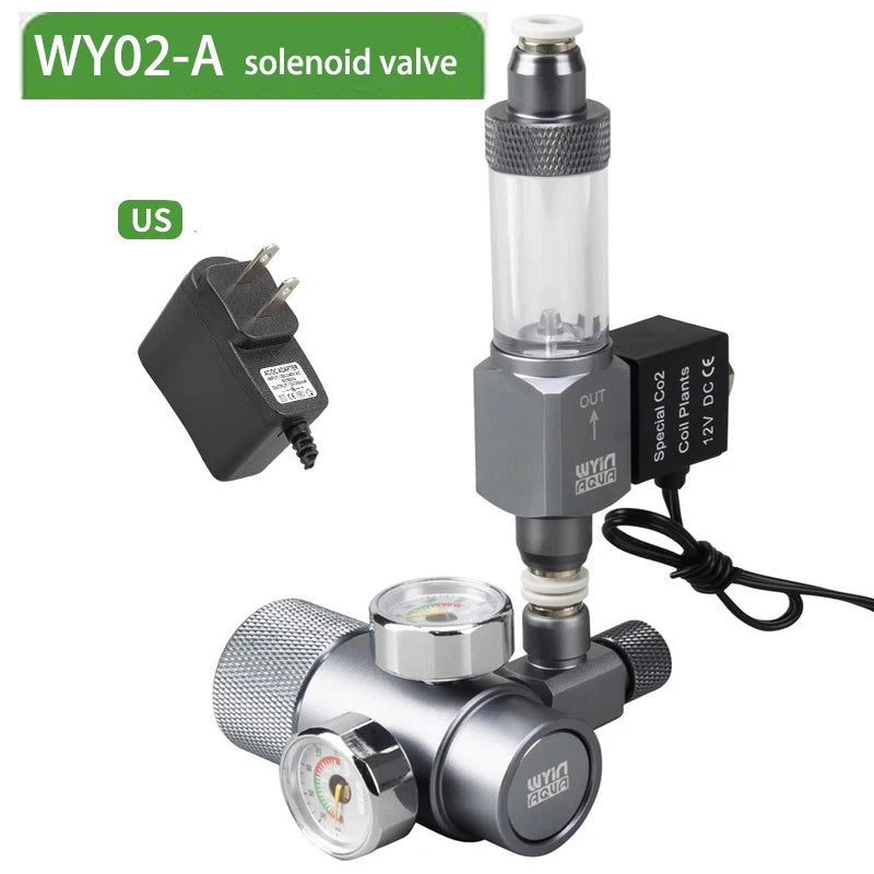 Aquarium DIY CO2 Pressure Reducing Valve Quick Insertion Bubble Gauge Electromagnetic Valve Fish Tank CO2 Regulator Equipment