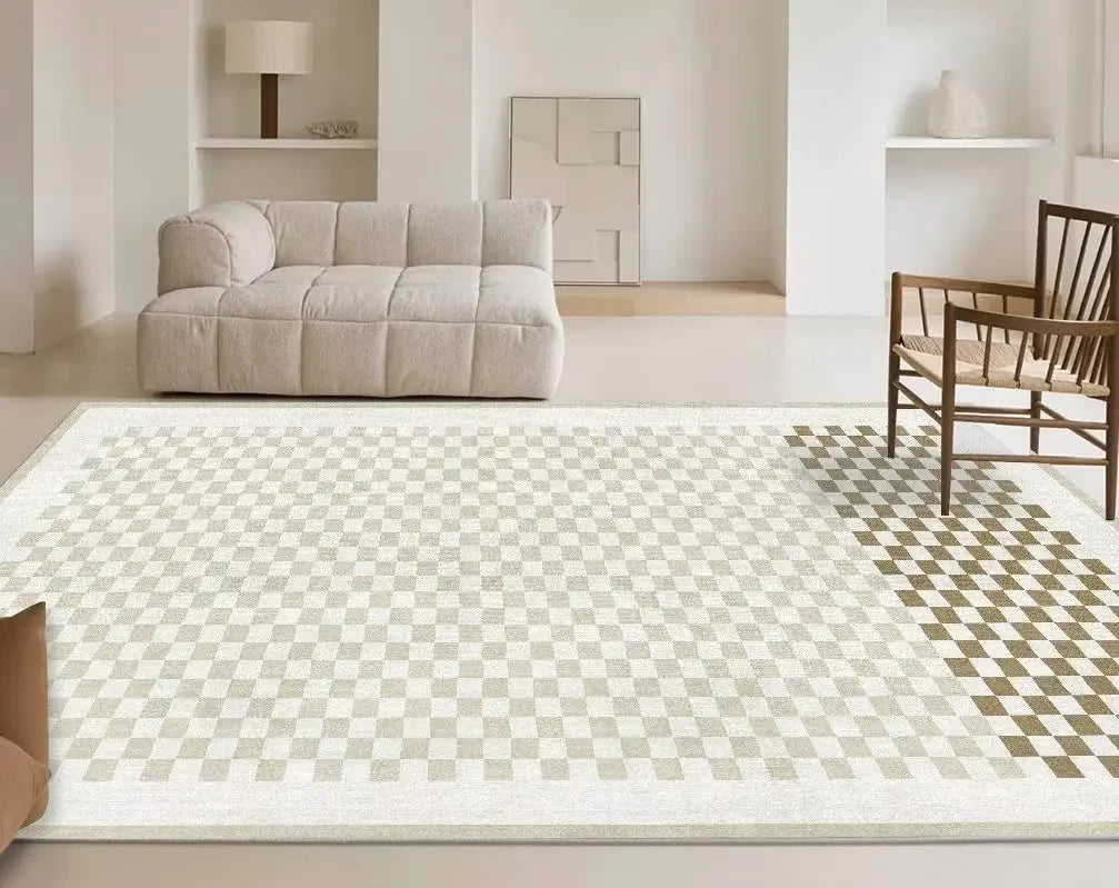 Beige Wohnzimmer Teppich - Moderner Sofa-Teppich rutschfest für Schlafzimmer