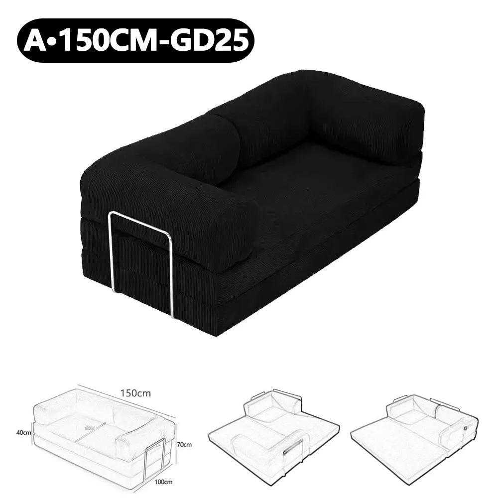 150cm Modern Style Air Compression Fabric Flannel Deformable Modular Couch for Living Room Sectional Composable Teddy Sofa Bed