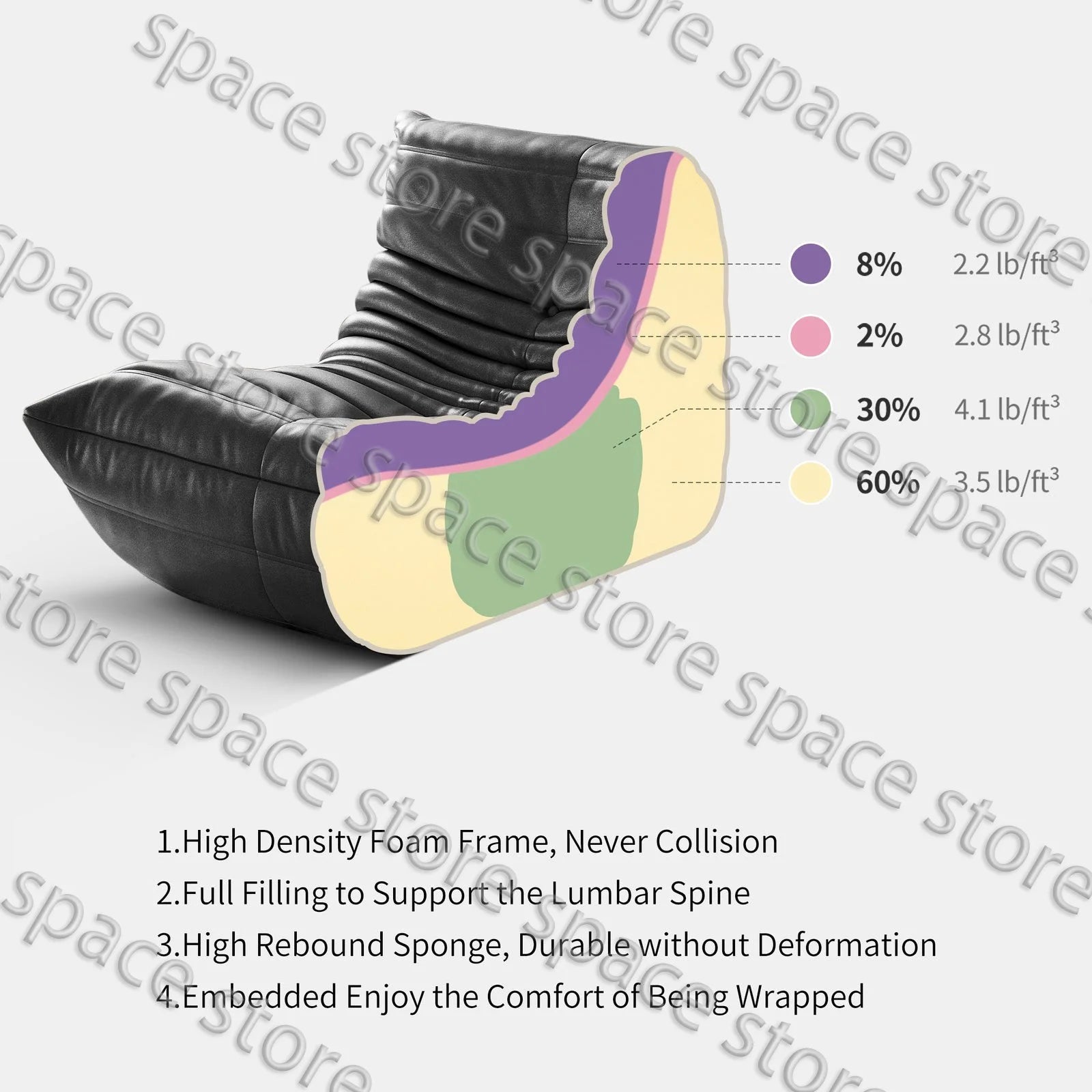 Caterpillar Lounge Sessel – Moderner Lazy Sofa für Balkon & Büro