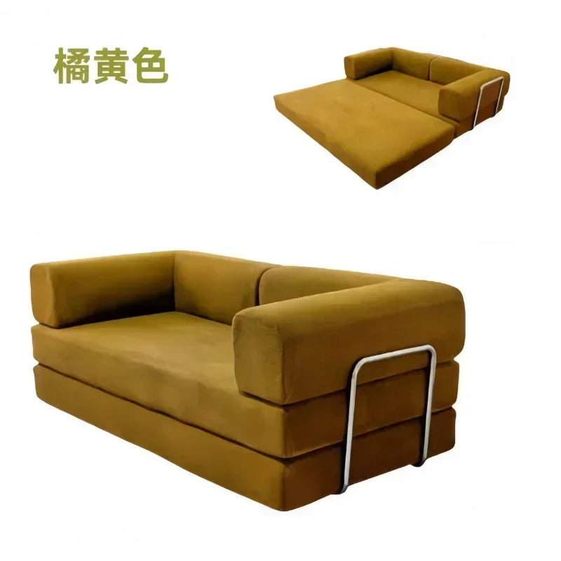 Elegant Italian Compressed Sofa Minimalist Retro Corduroy Sofa Bed Foldable Washable Customizable For Living Room